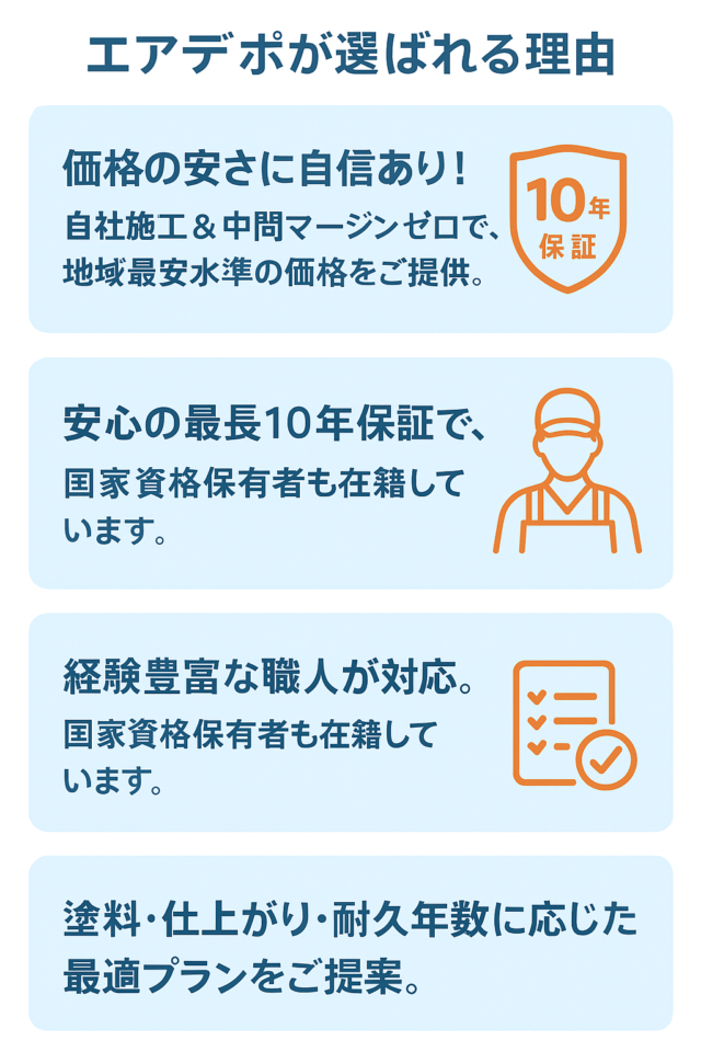 エアデポが選ばれる理由