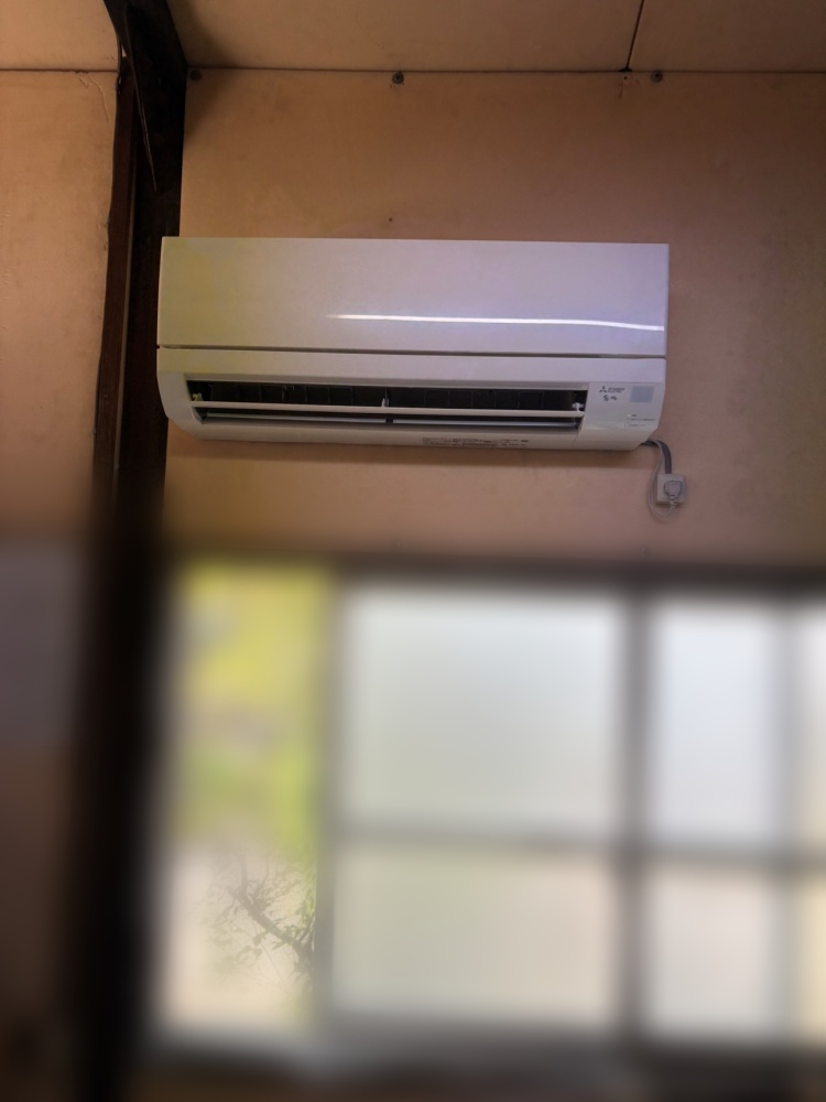 東京都青梅市で三菱霧ヶ峰12畳用を新規取付｜MSZ-GV3625・専用回路・石綿調査